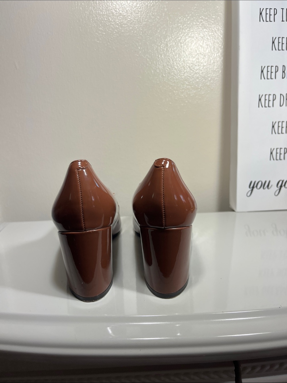 Marc Fisher Glossy Chestnut Pointed-Toe Pumps - Picture 6 of 9
